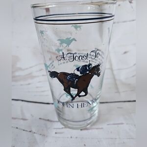 Vintage John Henry Racing Horse Souvenir Glass Cup